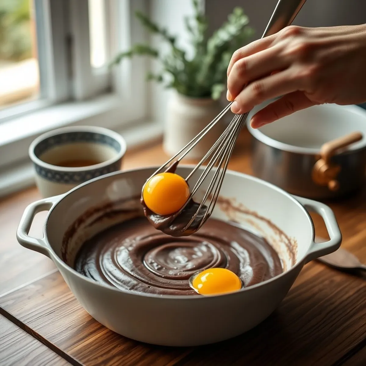 AI-generated photo Flourless Chocolate Cake, step 3. AI-generated photo.