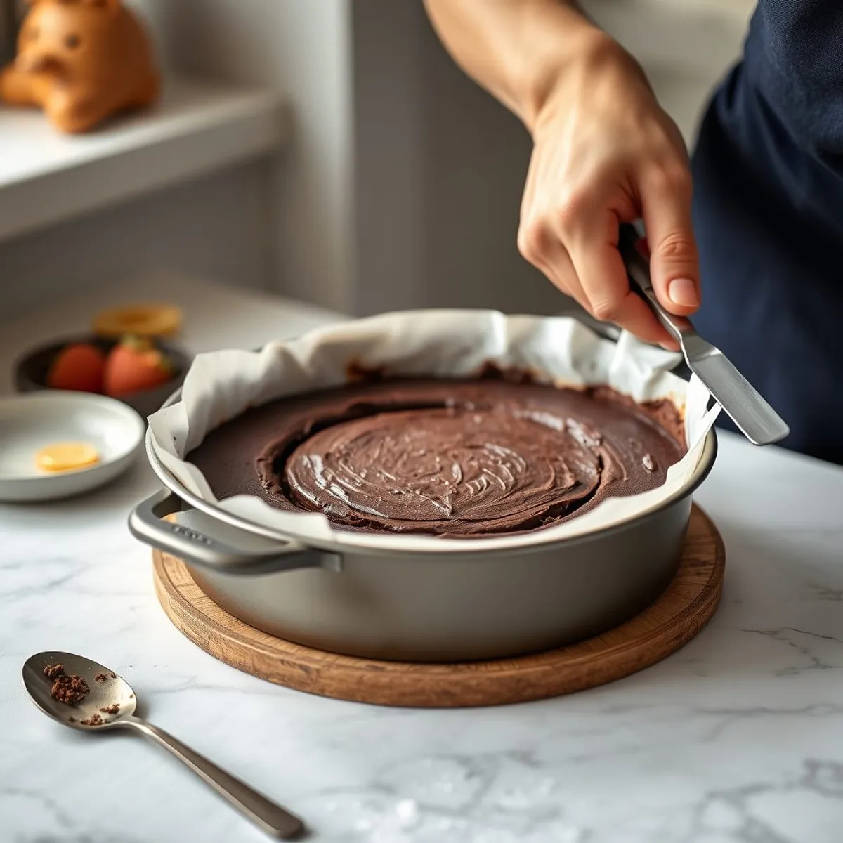 AI-generated photo Flourless Chocolate Cake, step 5. AI-generated photo.