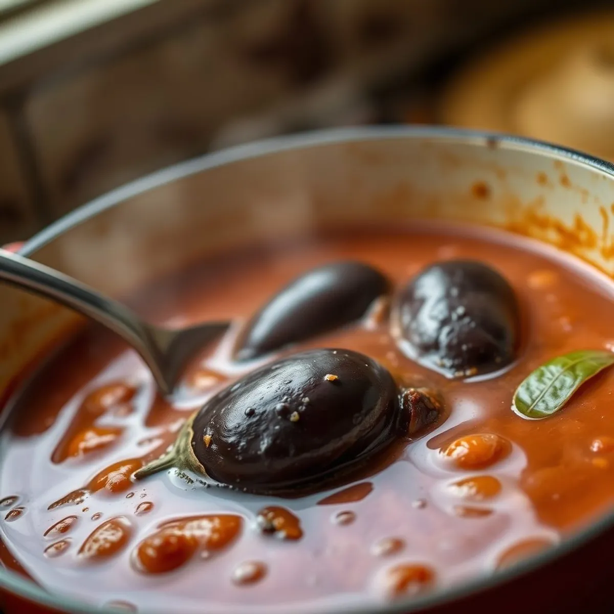 AI-generated photo Eggplant stew, step 3. AI-generated photo.