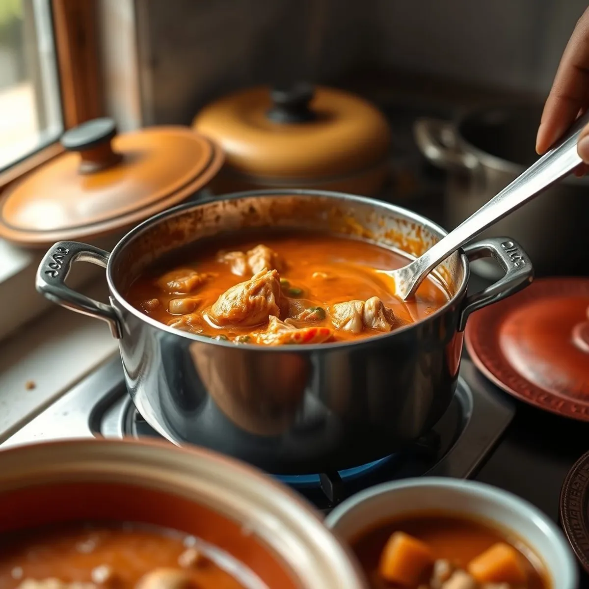 AI-generated photo Groundnut soup, step 1. AI-generated photo.