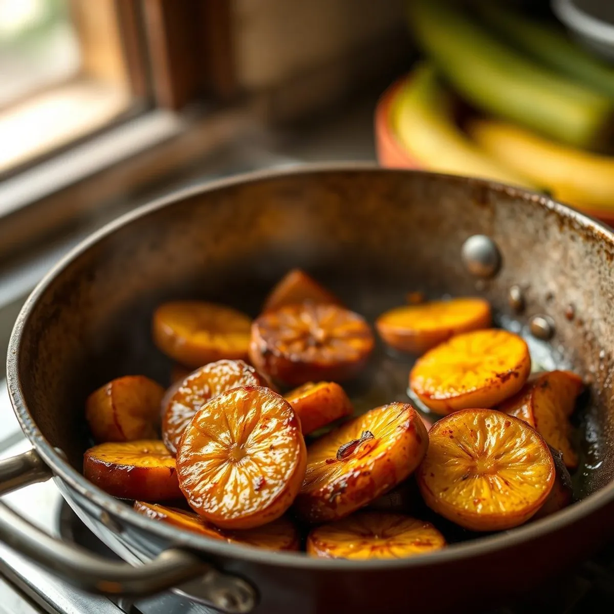 AI-generated photo Spiced fried plantain, step 3. AI-generated photo.