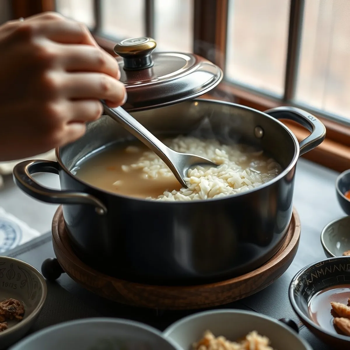 AI-generated photo Ginger Chicken Congee, step 1. AI-generated photo.
