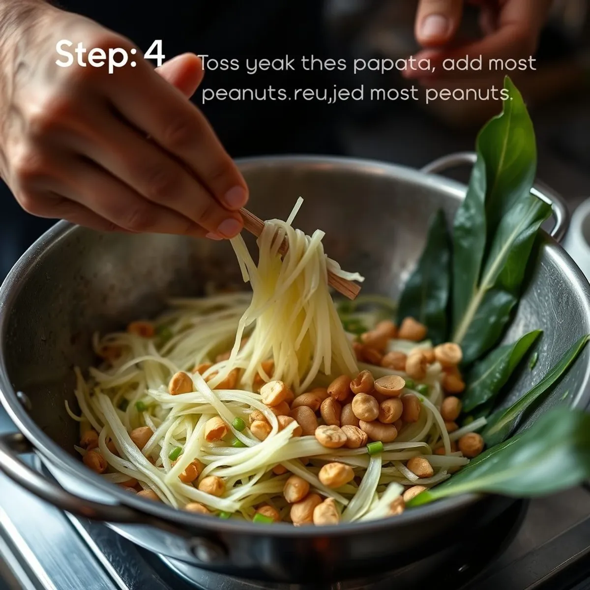 AI-generated photo Green Papaya Salad, step 4. AI-generated photo.