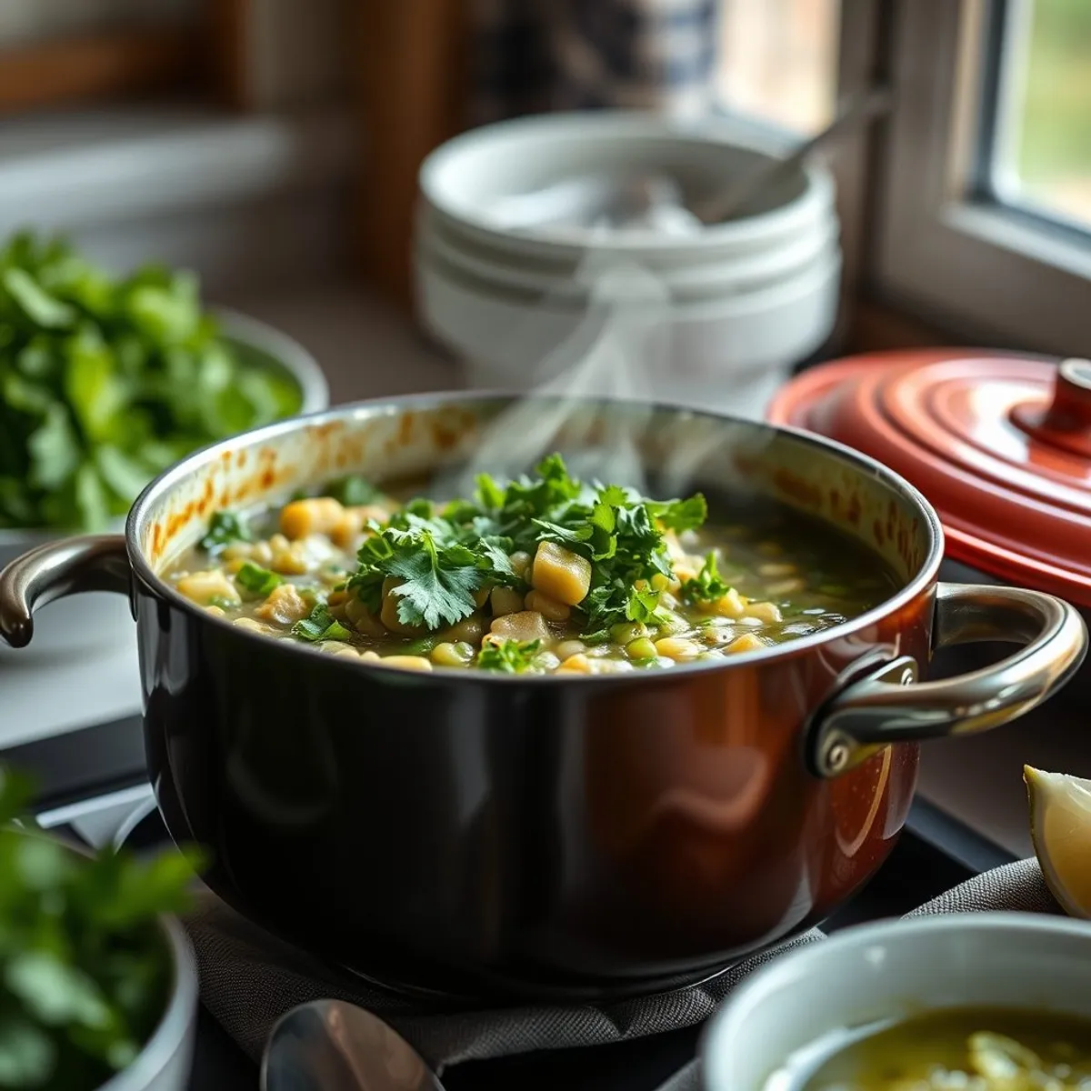 AI-generated photo Green Pozole, step 3. AI-generated photo.