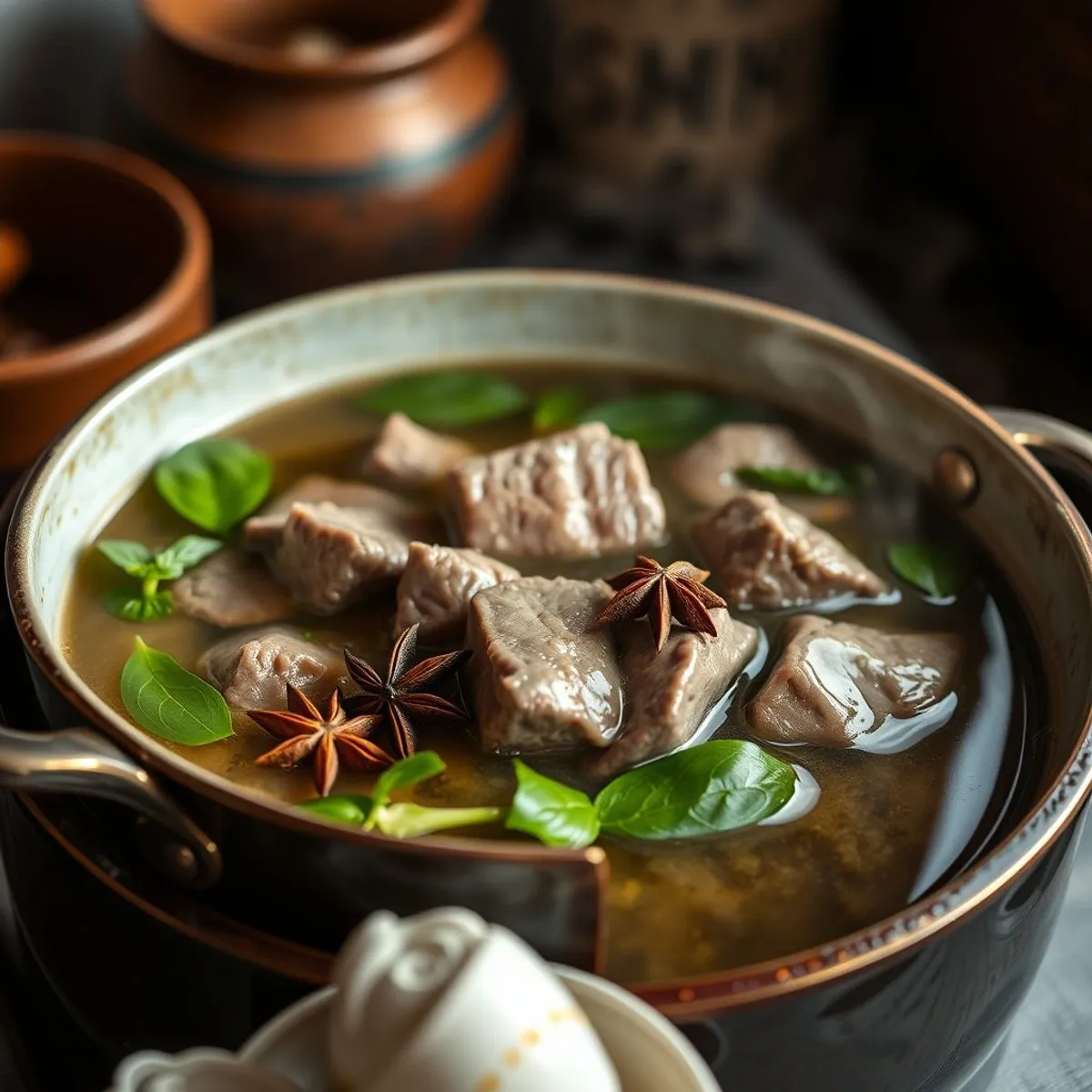 AI-generated photo Hanoi Beef Pho, step 2. AI-generated photo.
