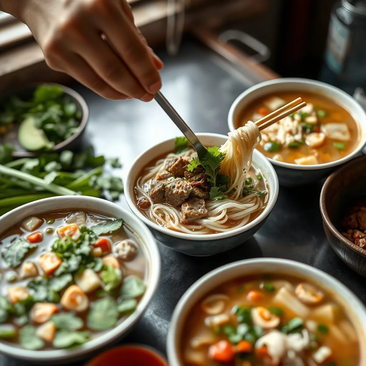 AI-generated photo Hanoi Beef Pho, step 4. AI-generated photo.