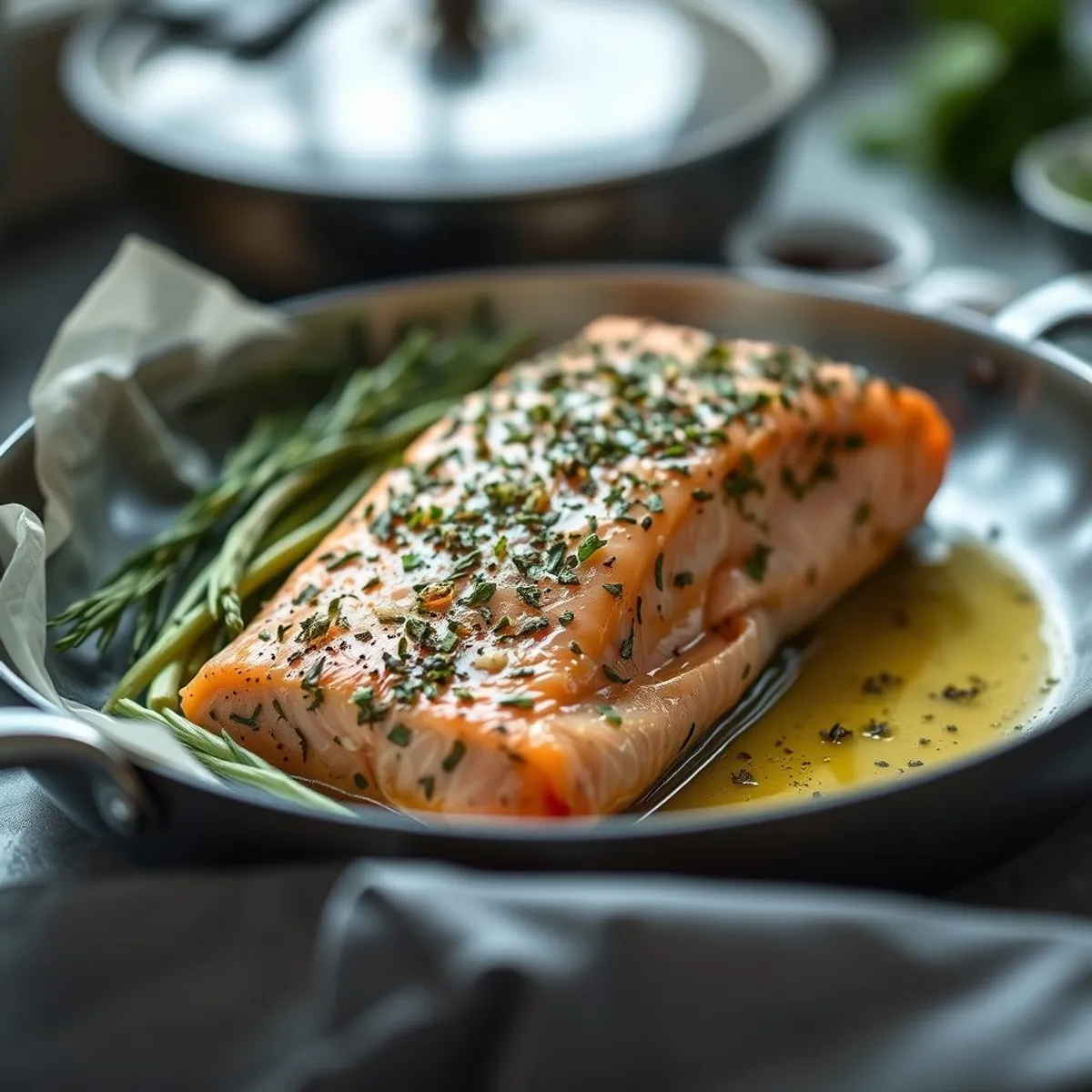 AI-generated photo Herb Roasted Salmon, step 2. AI-generated photo.