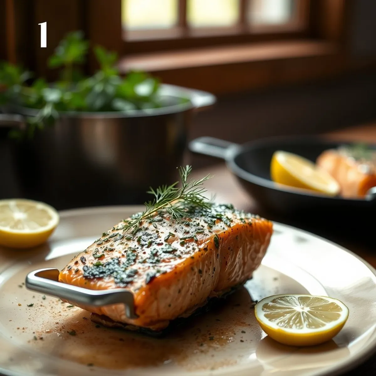 AI-generated photo Herb Roasted Salmon, step 4. AI-generated photo.