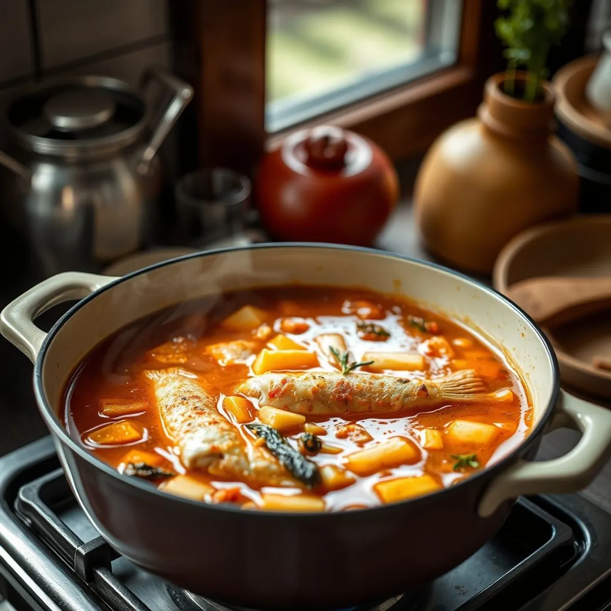 AI-generated photo Fisherman's soup, step 1. AI-generated photo.
