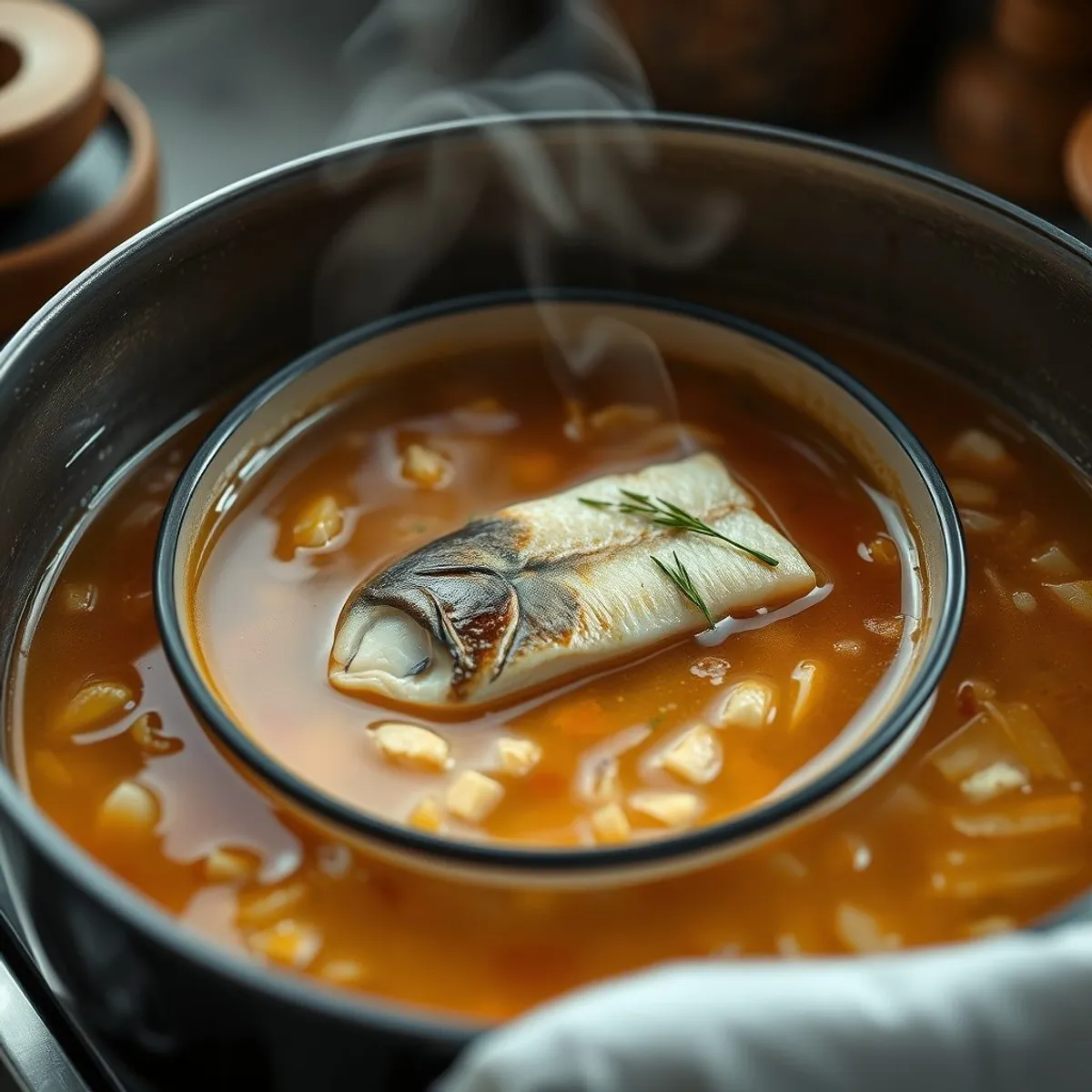AI-generated photo Fisherman's soup, step 3. AI-generated photo.