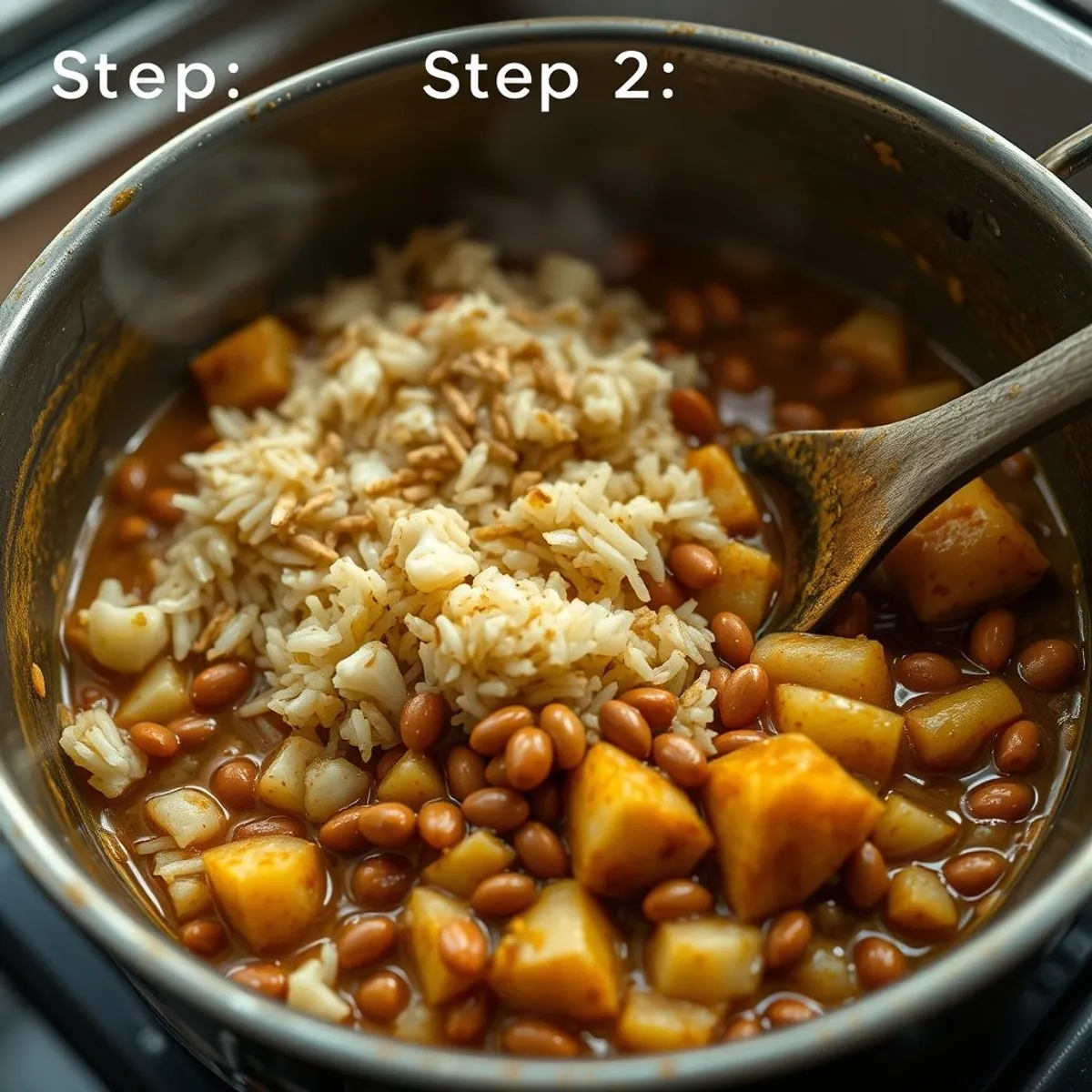 AI-generated photo Bhuna khichuri, step 2. AI-generated photo.