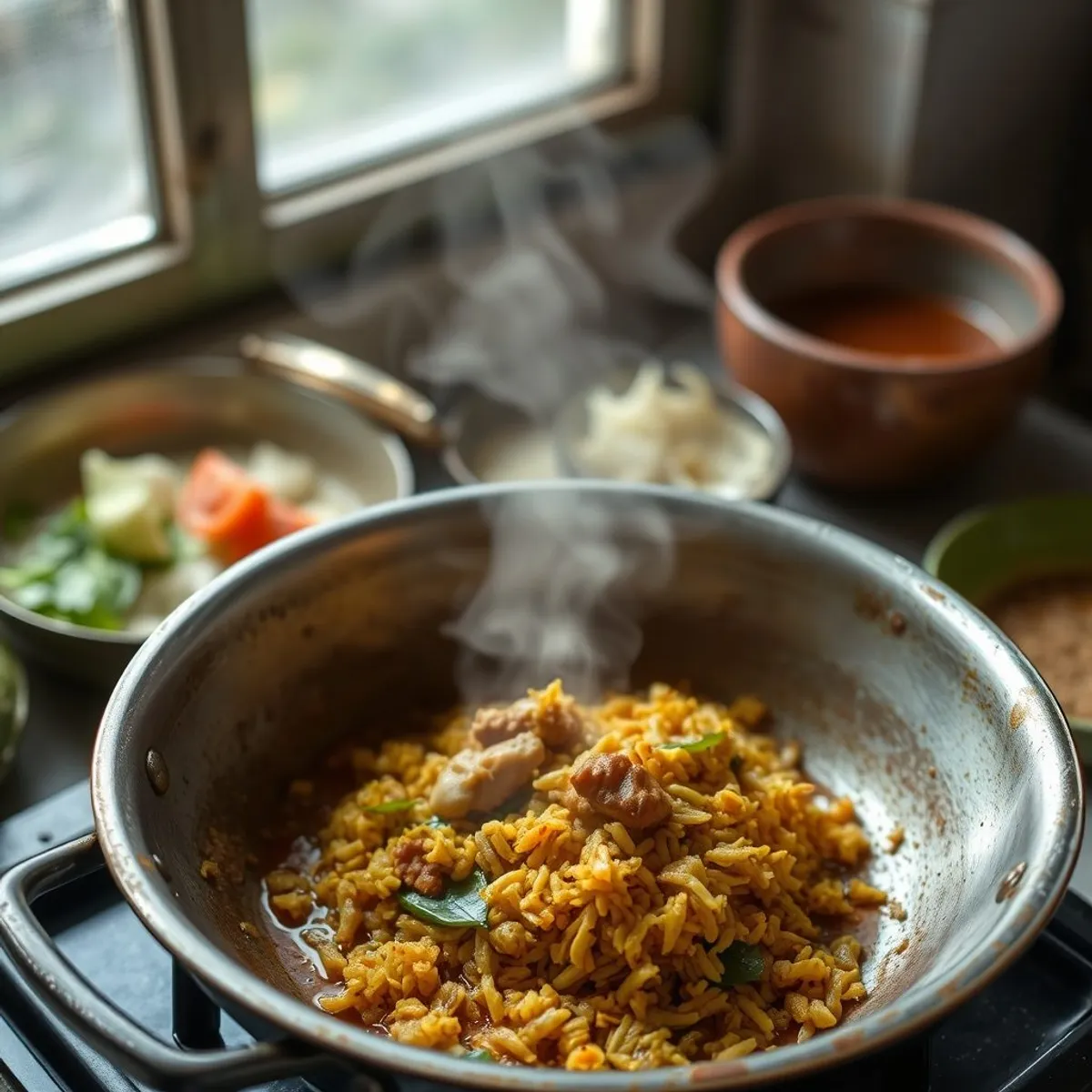 AI-generated photo Bhuna khichuri, step 3. AI-generated photo.