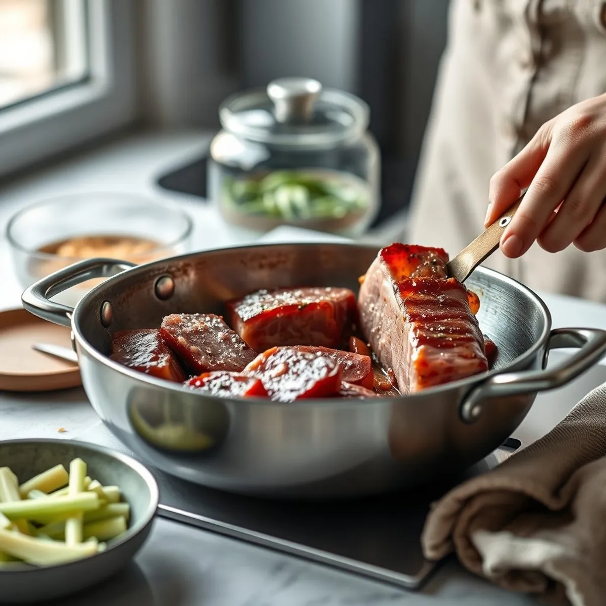 AI-generated photo Montreal smoked meat, step 1. AI-generated photo.