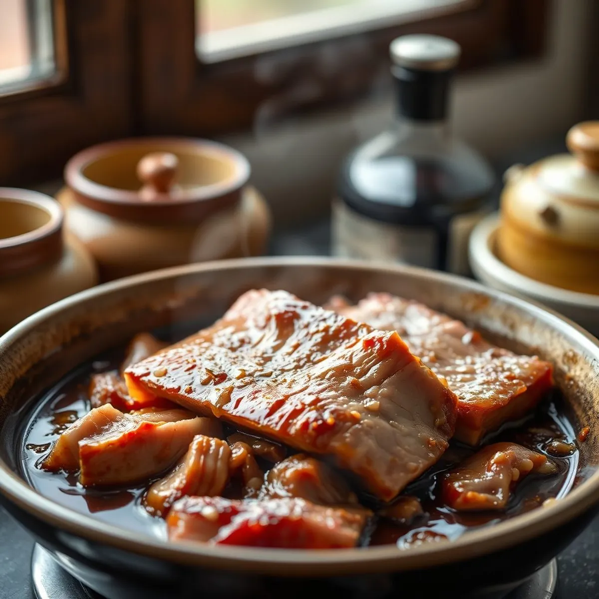 AI-generated photo Dongpo pork, step 2. AI-generated photo.