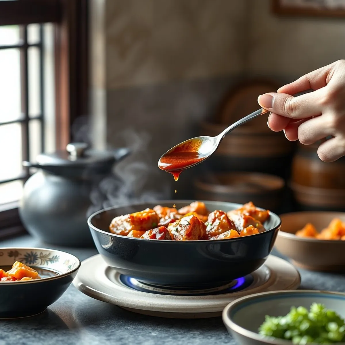 AI-generated photo Dongpo pork, step 4. AI-generated photo.