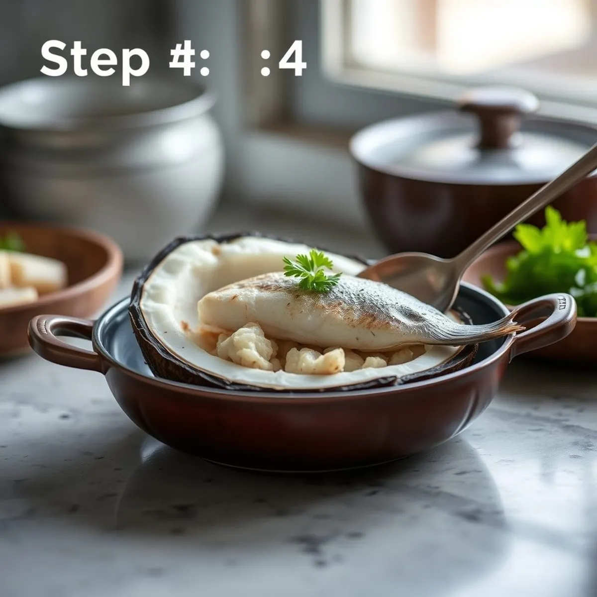 Poisson cru, step 4. AI-generated photo.