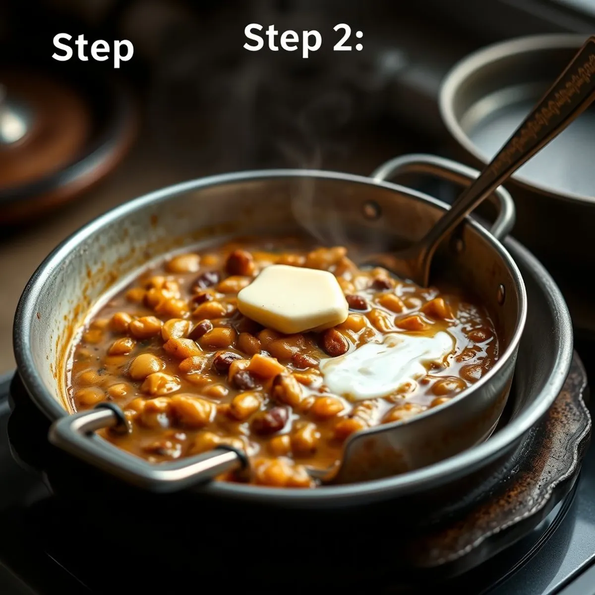 AI-generated photo Dal makhani, step 2. AI-generated photo.