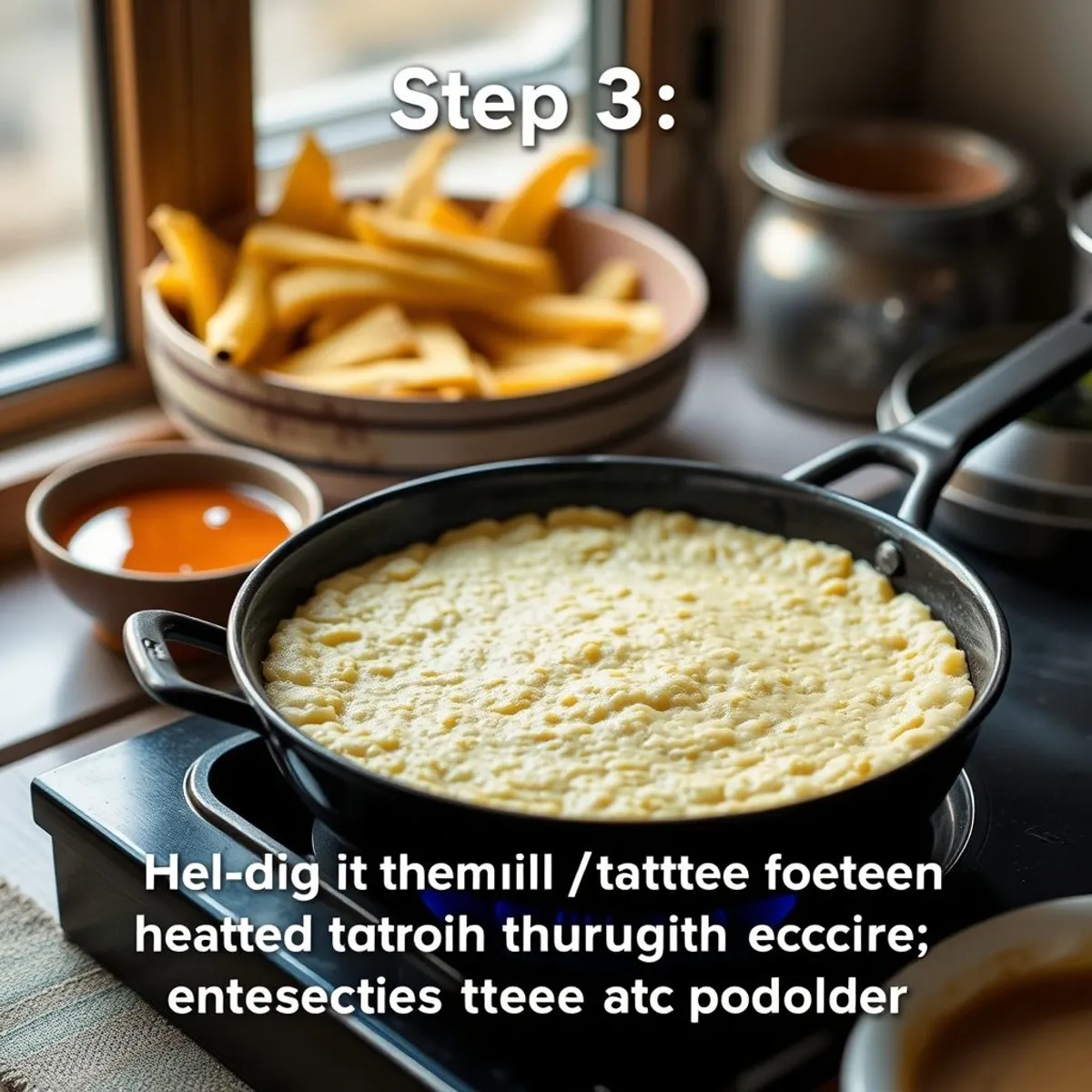 Tahdig, step 3. AI-generated photo.