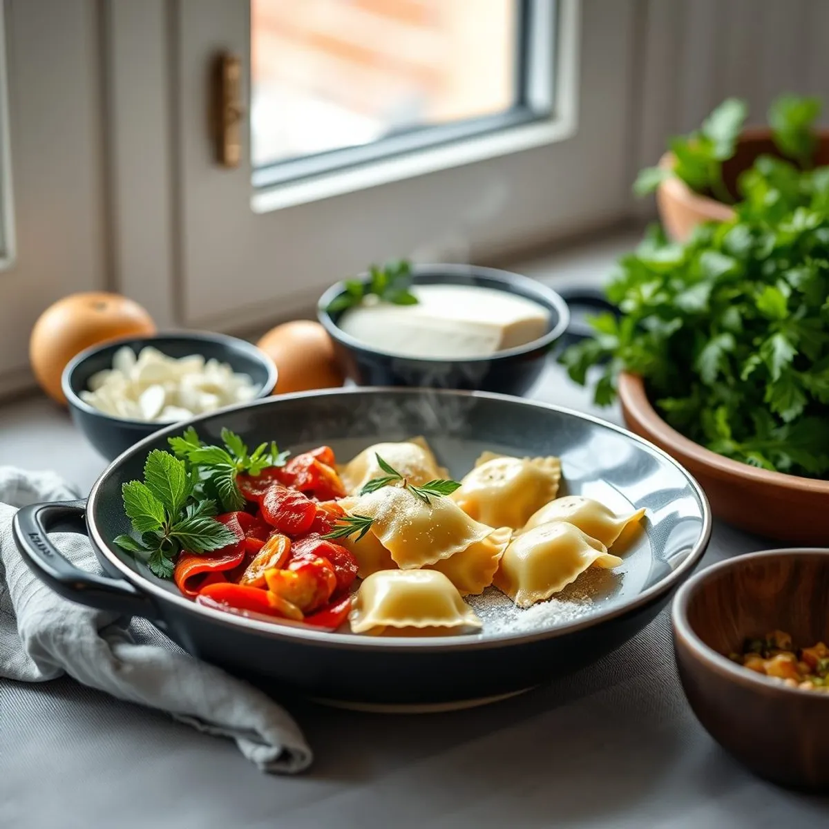 AI-generated photo Agnolotti, step 1. AI-generated photo.
