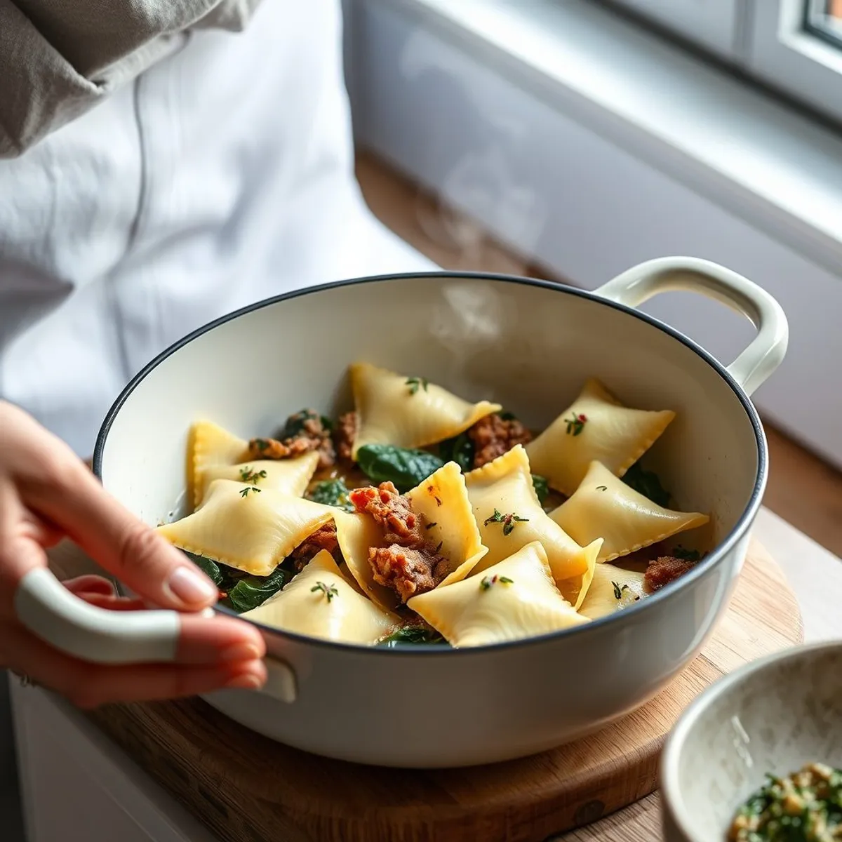 AI-generated photo Agnolotti, step 2. AI-generated photo.