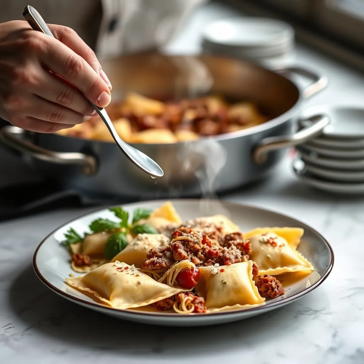 AI-generated photo Agnolotti, step 4. AI-generated photo.