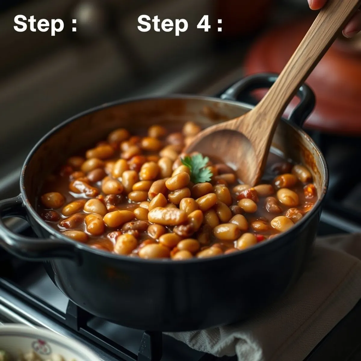 AI-generated photo Oxtail stew, step 4. AI-generated photo.