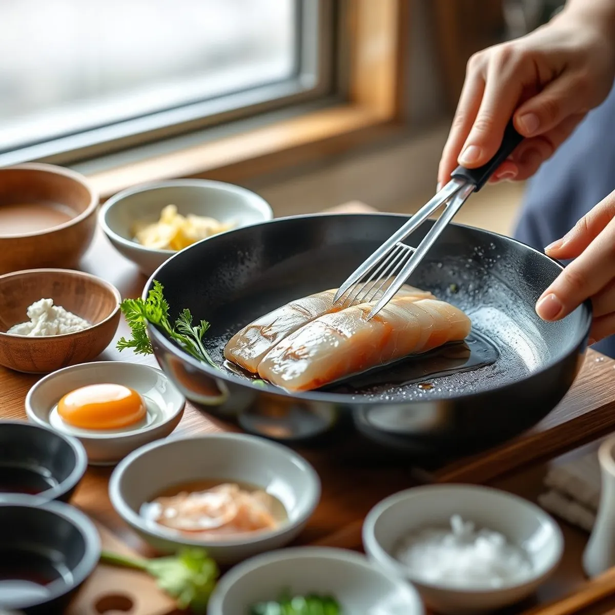 Unagi donburi, step 1. AI-generated photo.