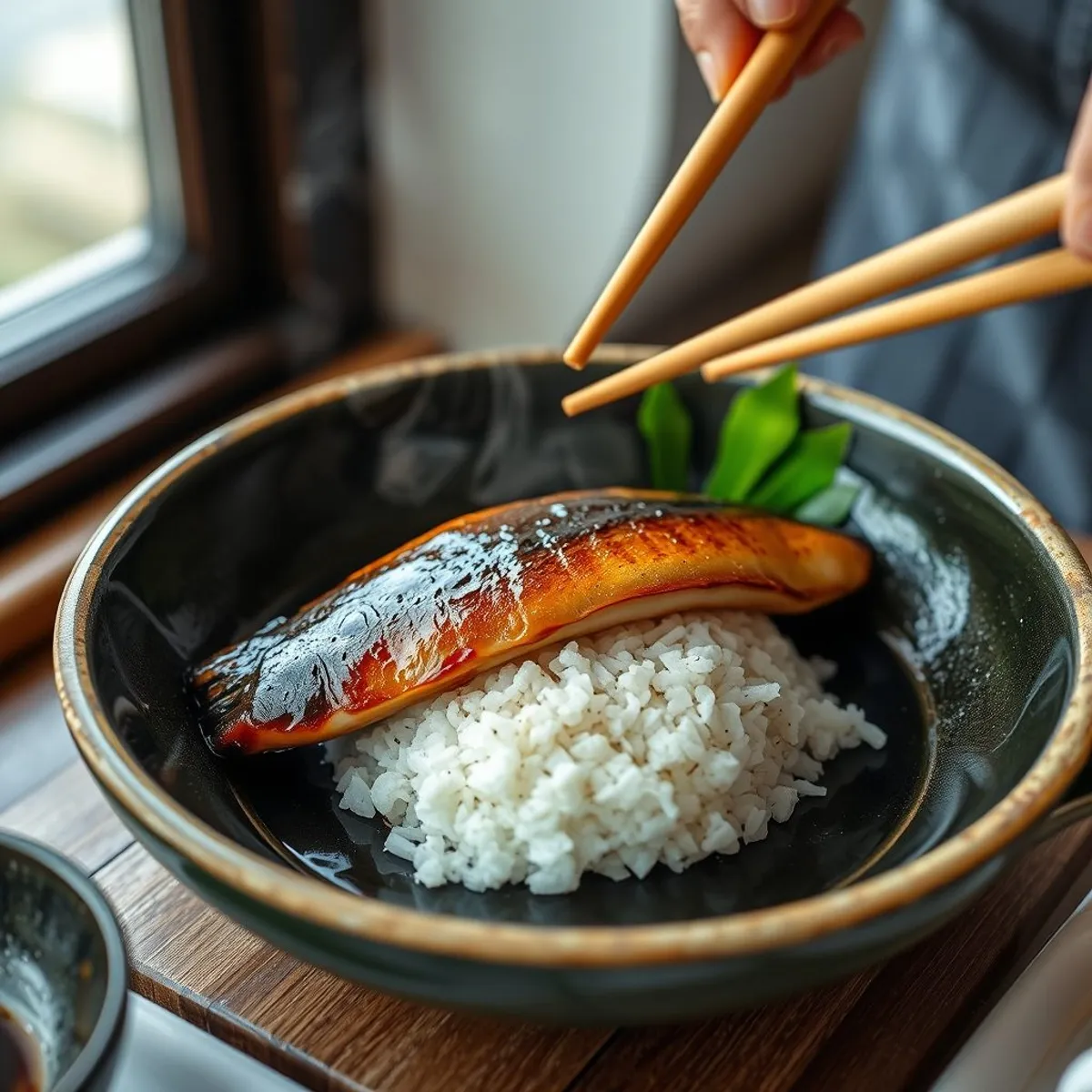 Unagi donburi, step 2. AI-generated photo.