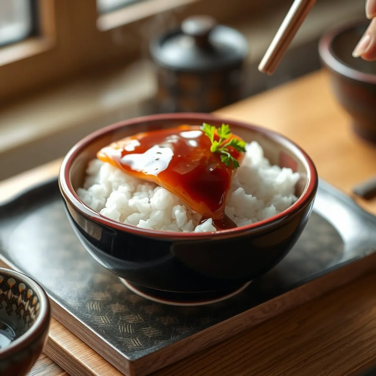 Unagi donburi, step 4. AI-generated photo.