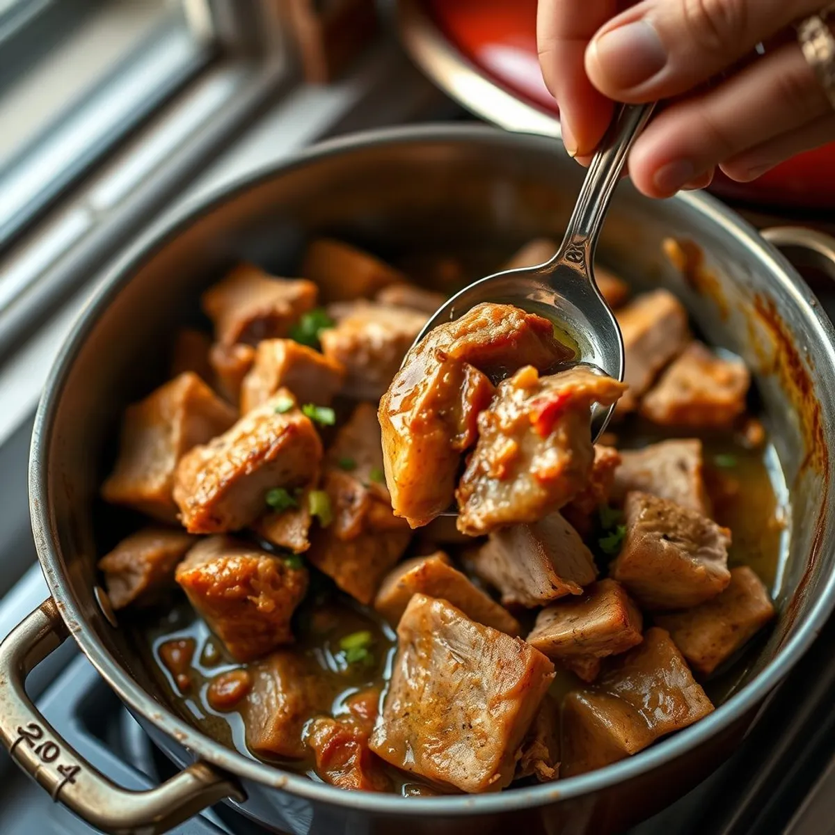 AI-generated photo Carnitas, step 2. AI-generated photo.