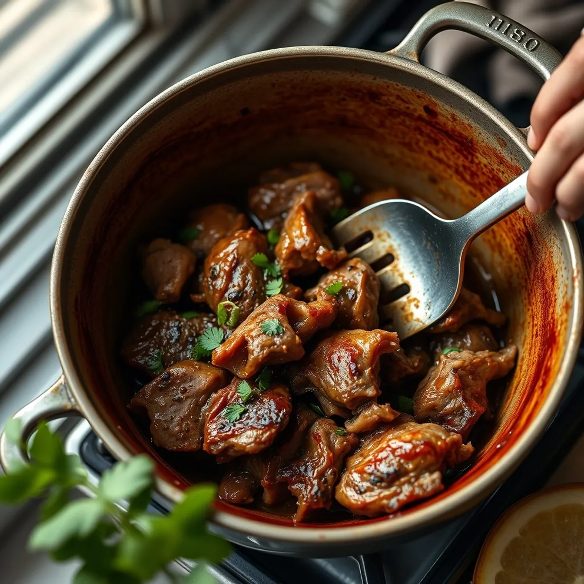 AI-generated photo Carnitas, step 4. AI-generated photo.