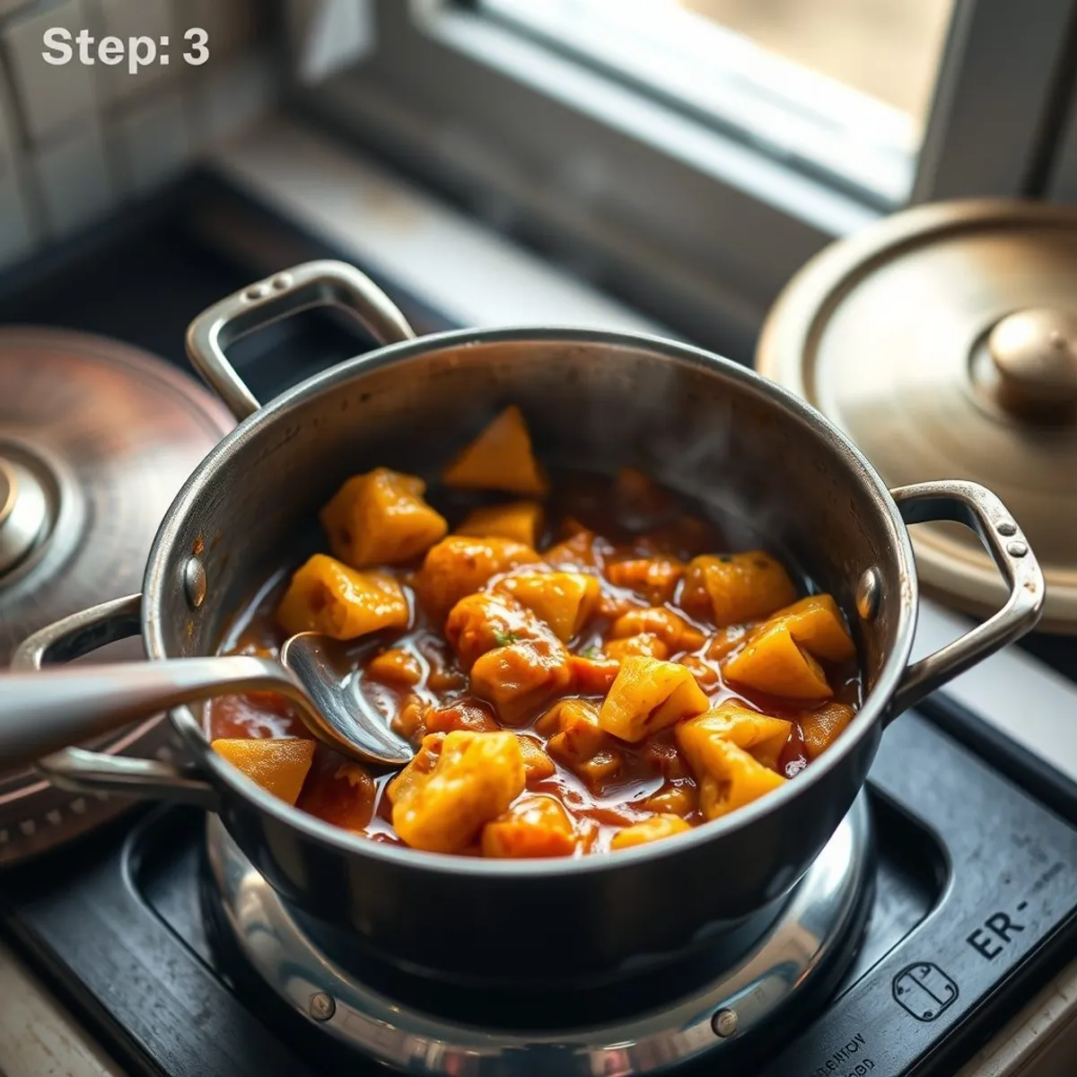 AI-generated photo Pounded yam, step 3. AI-generated photo.