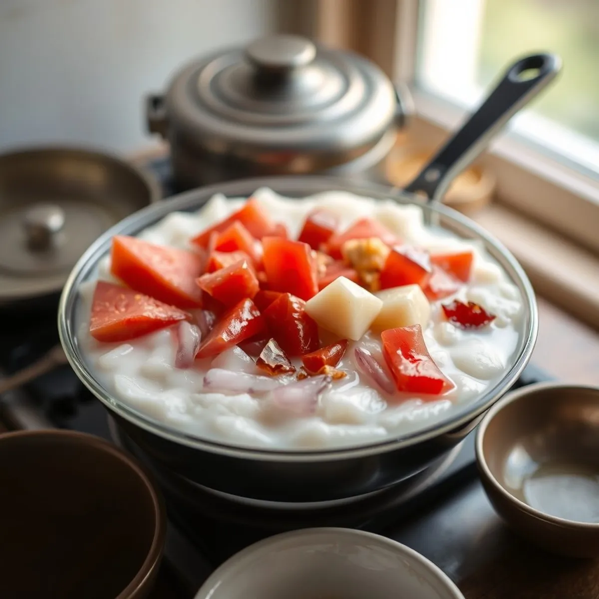 AI-generated photo Halo-halo, step 1. AI-generated photo.