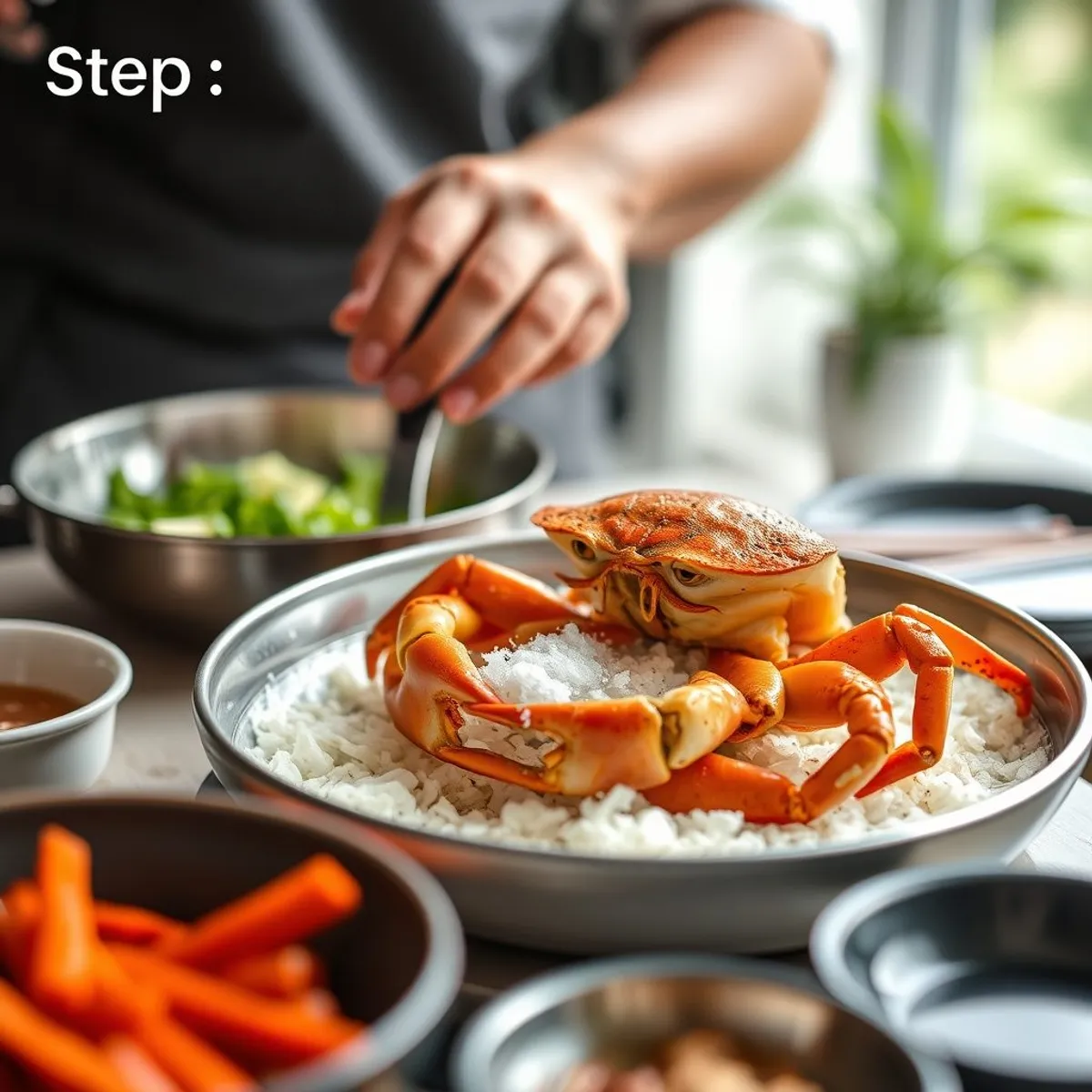 AI-generated photo Black pepper crab, step 1. AI-generated photo.