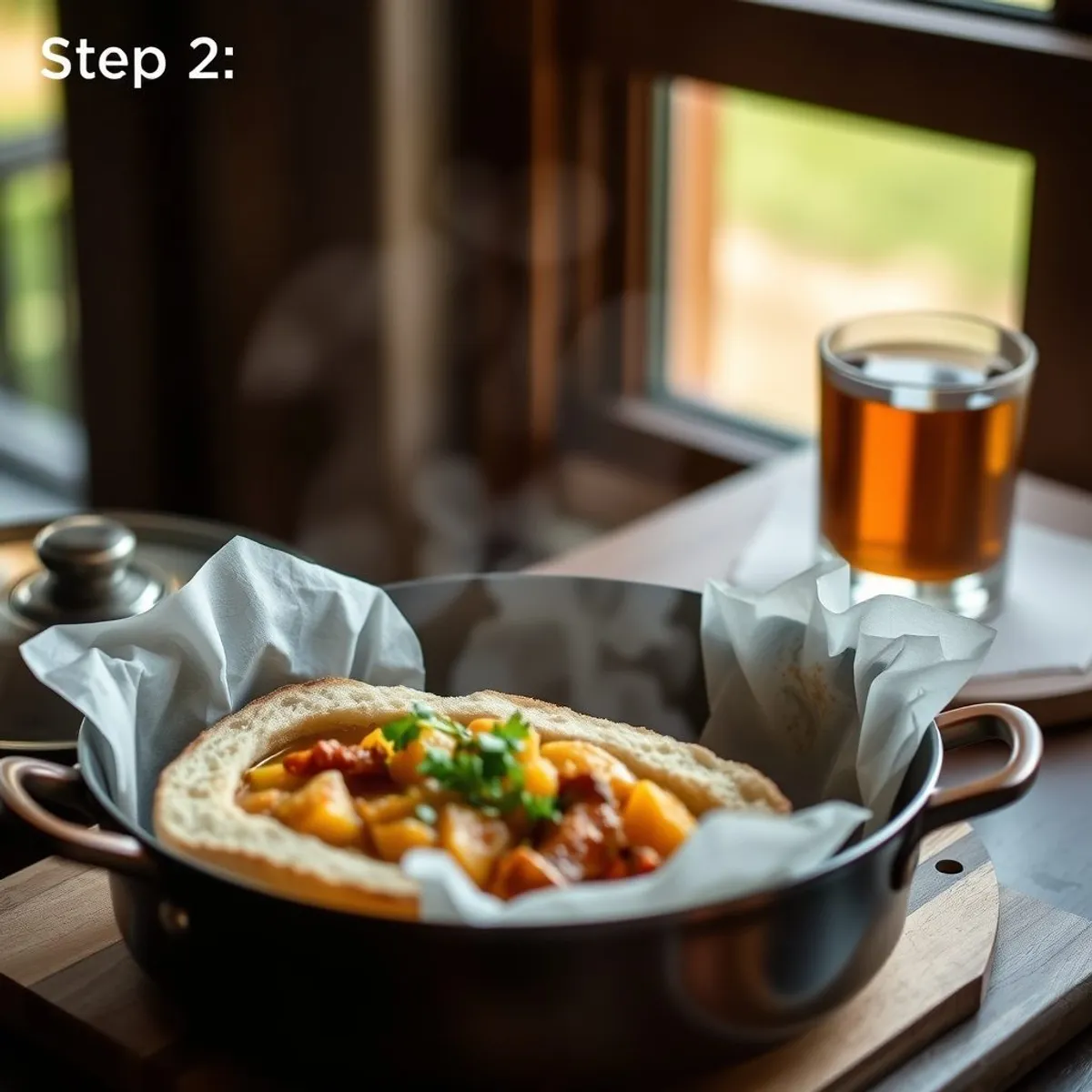 AI-generated photo Bunny chow, step 2. AI-generated photo.