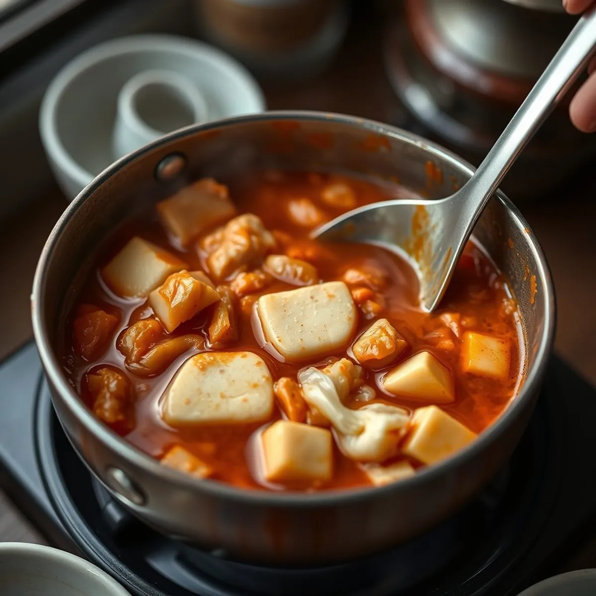 Kimchi jjigae, step 2. AI-generated photo.