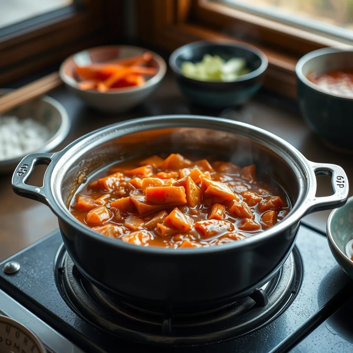 Kimchi jjigae, step 3. AI-generated photo.
