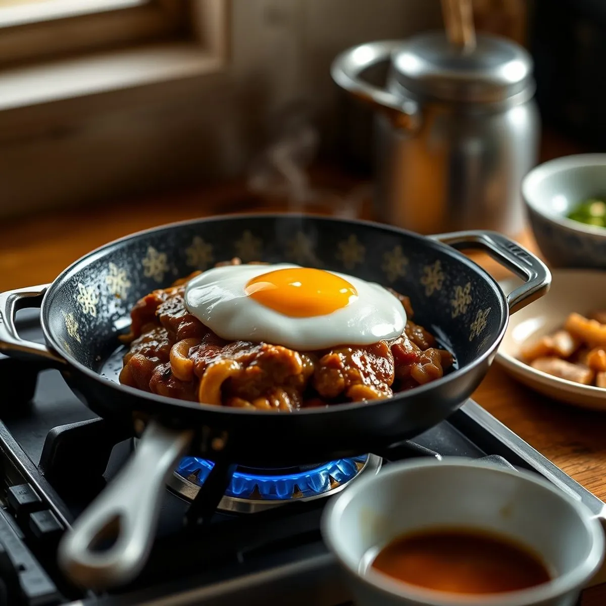 AI-generated photo Loco moco, step 3. AI-generated photo.