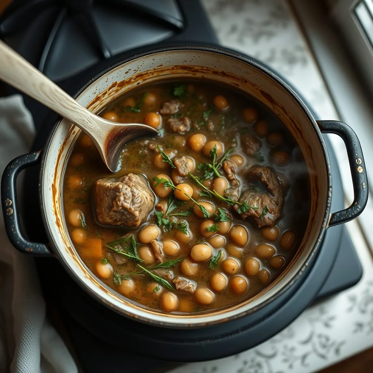AI-generated photo Ghormeh sabzi, step 3. AI-generated photo.