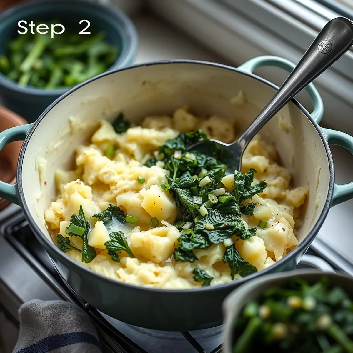 AI-generated photo Colcannon, step 2. AI-generated photo.