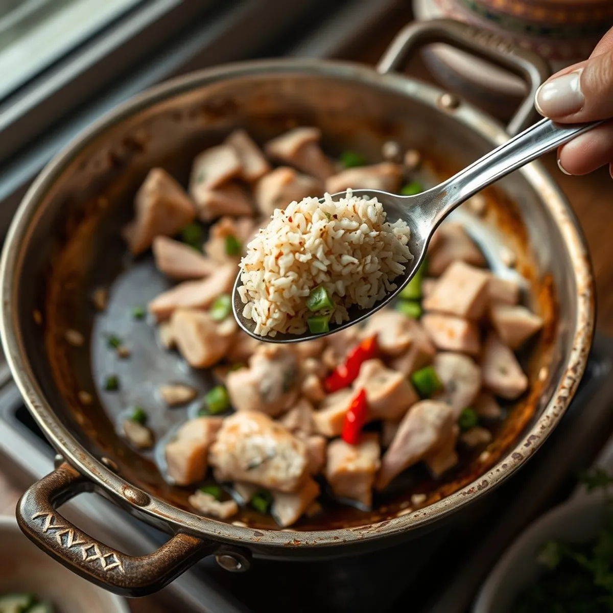 AI-generated photo Chicken larb, step 3. AI-generated photo.