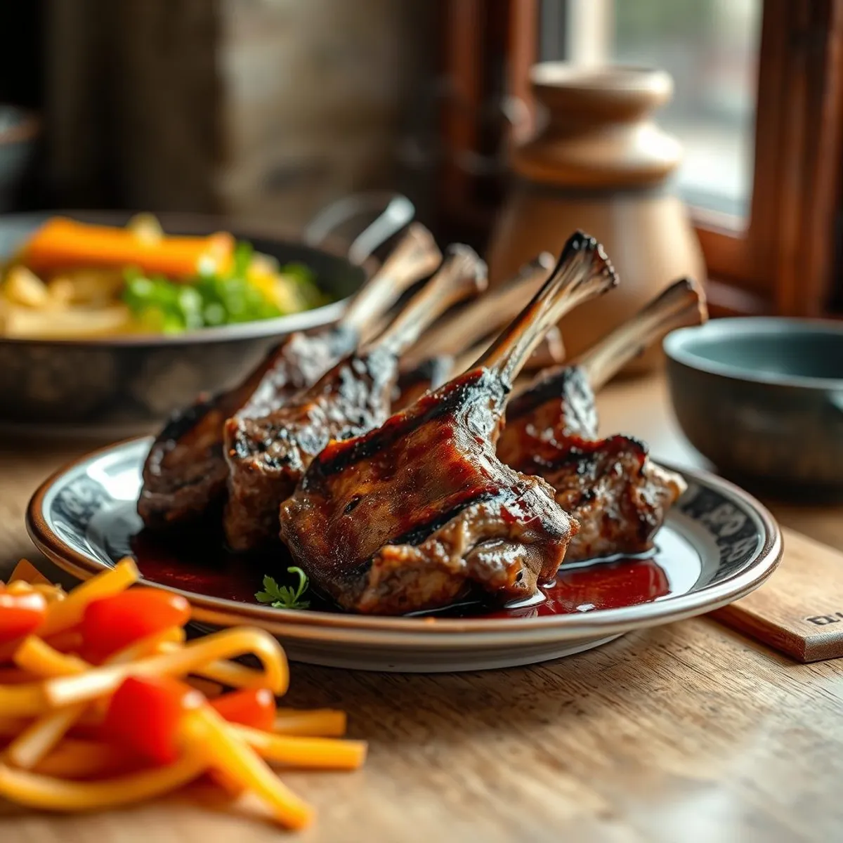 AI-generated photo Grilled lamb chops, step 4. AI-generated photo.