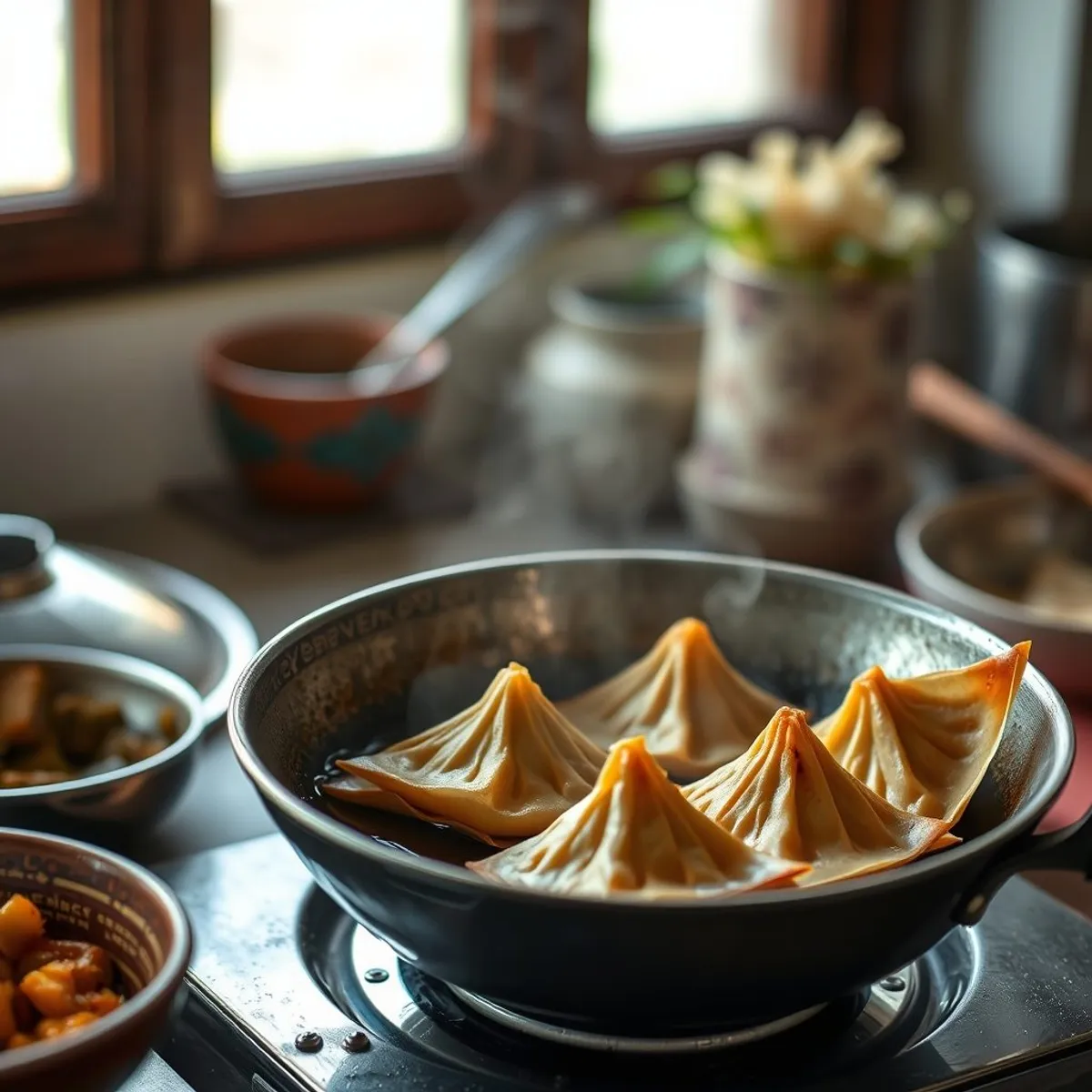AI-generated photo Burmese samosa, step 1. AI-generated photo.