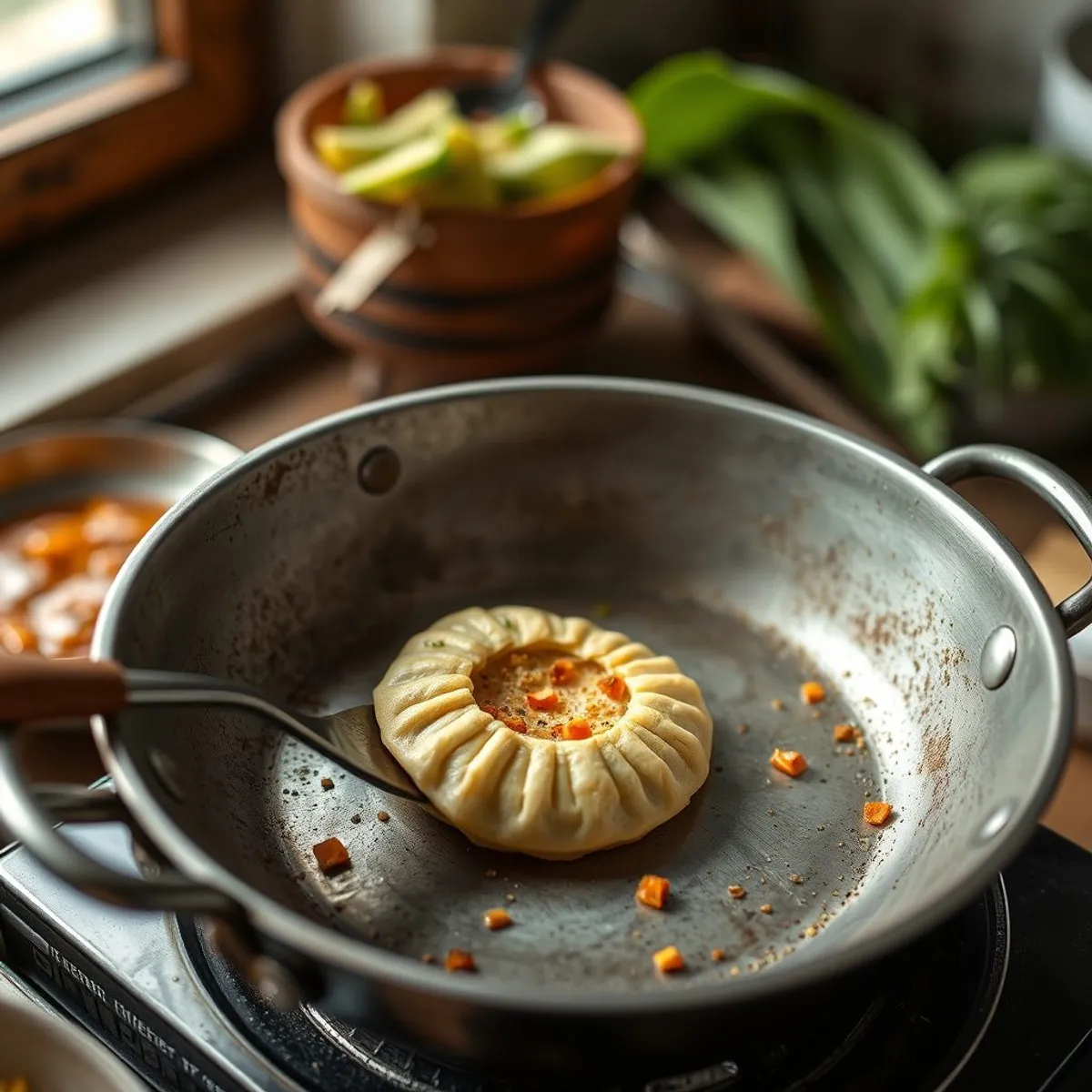 AI-generated photo Burmese samosa, step 3. AI-generated photo.