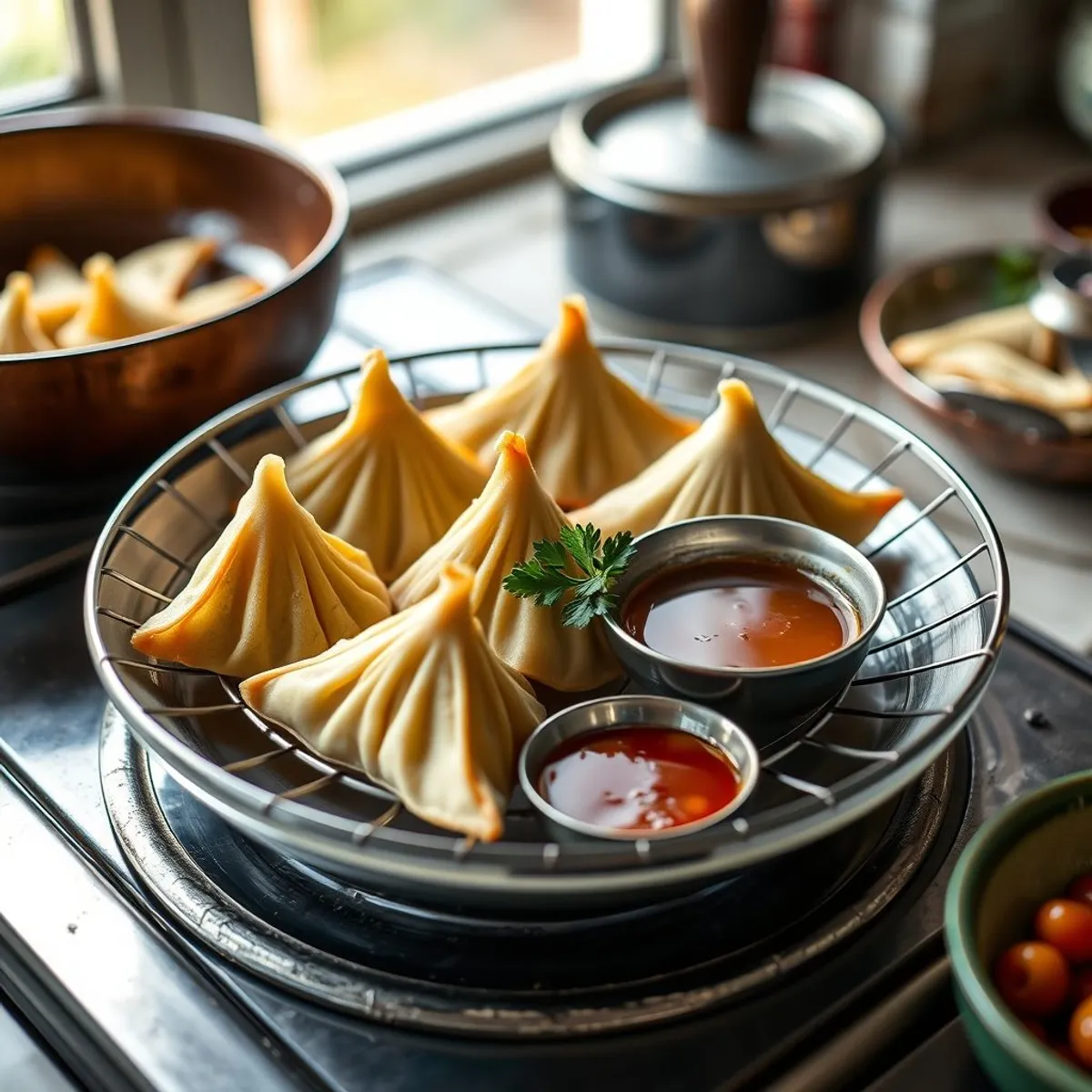 AI-generated photo Burmese samosa, step 4. AI-generated photo.