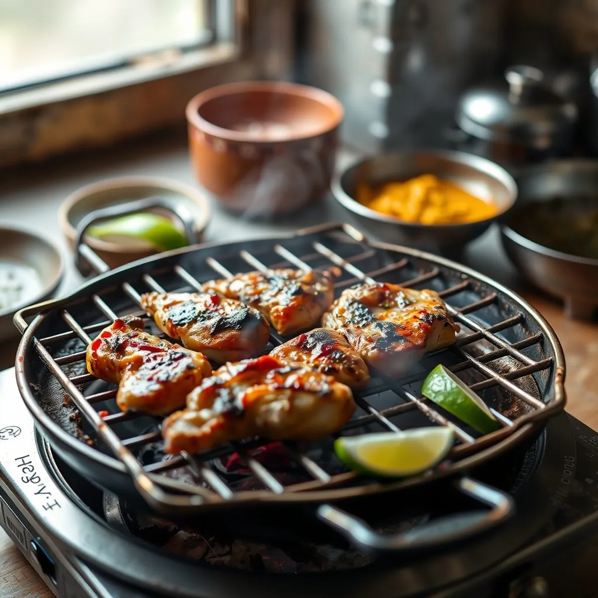 AI-generated photo Grilled chicken choila, step 1. AI-generated photo.