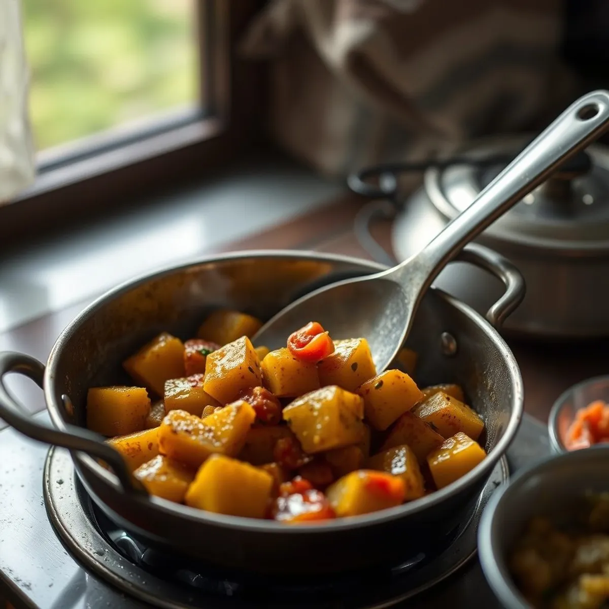 Potato tarkari, step 3. AI-generated photo.