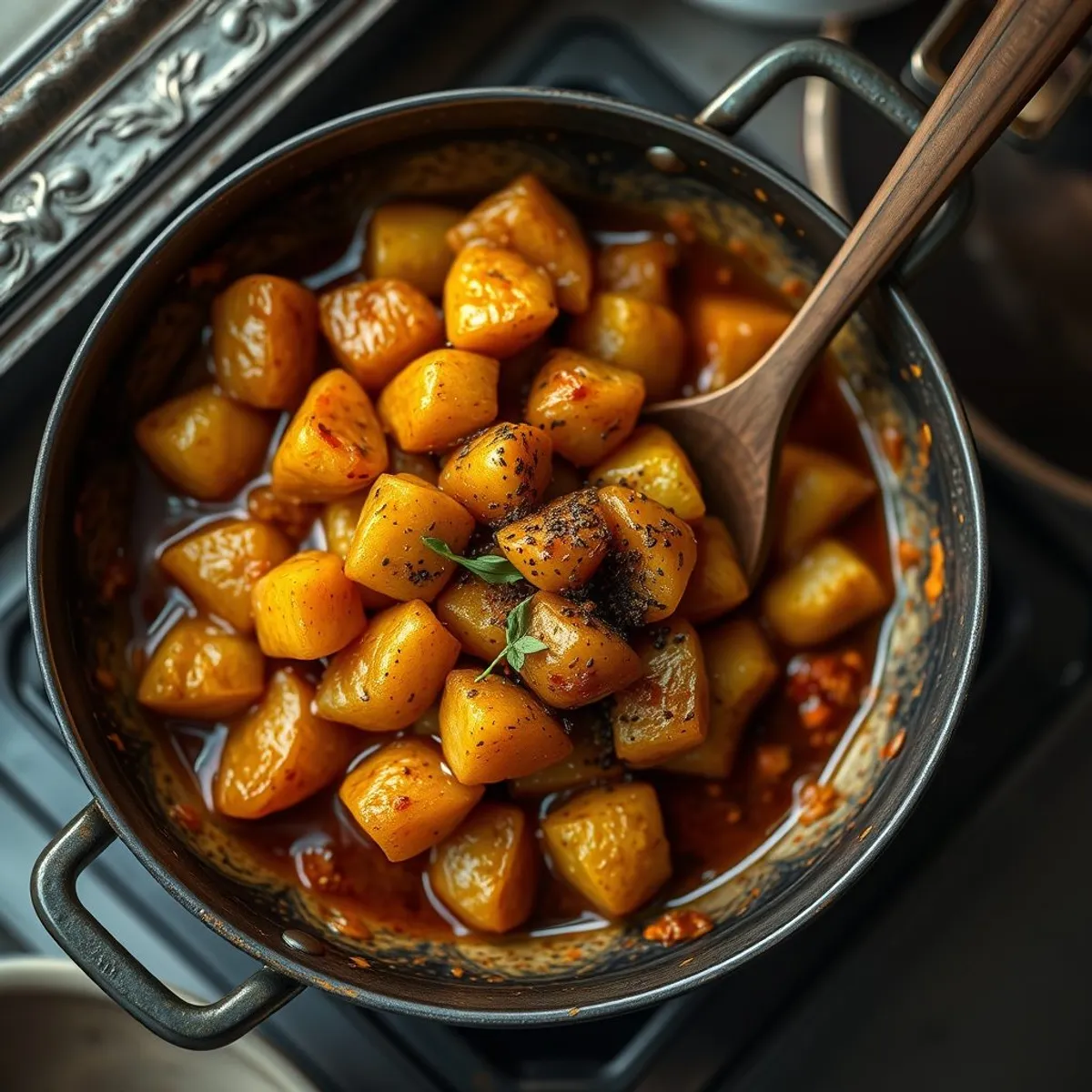Potato tarkari, step 4. AI-generated photo.