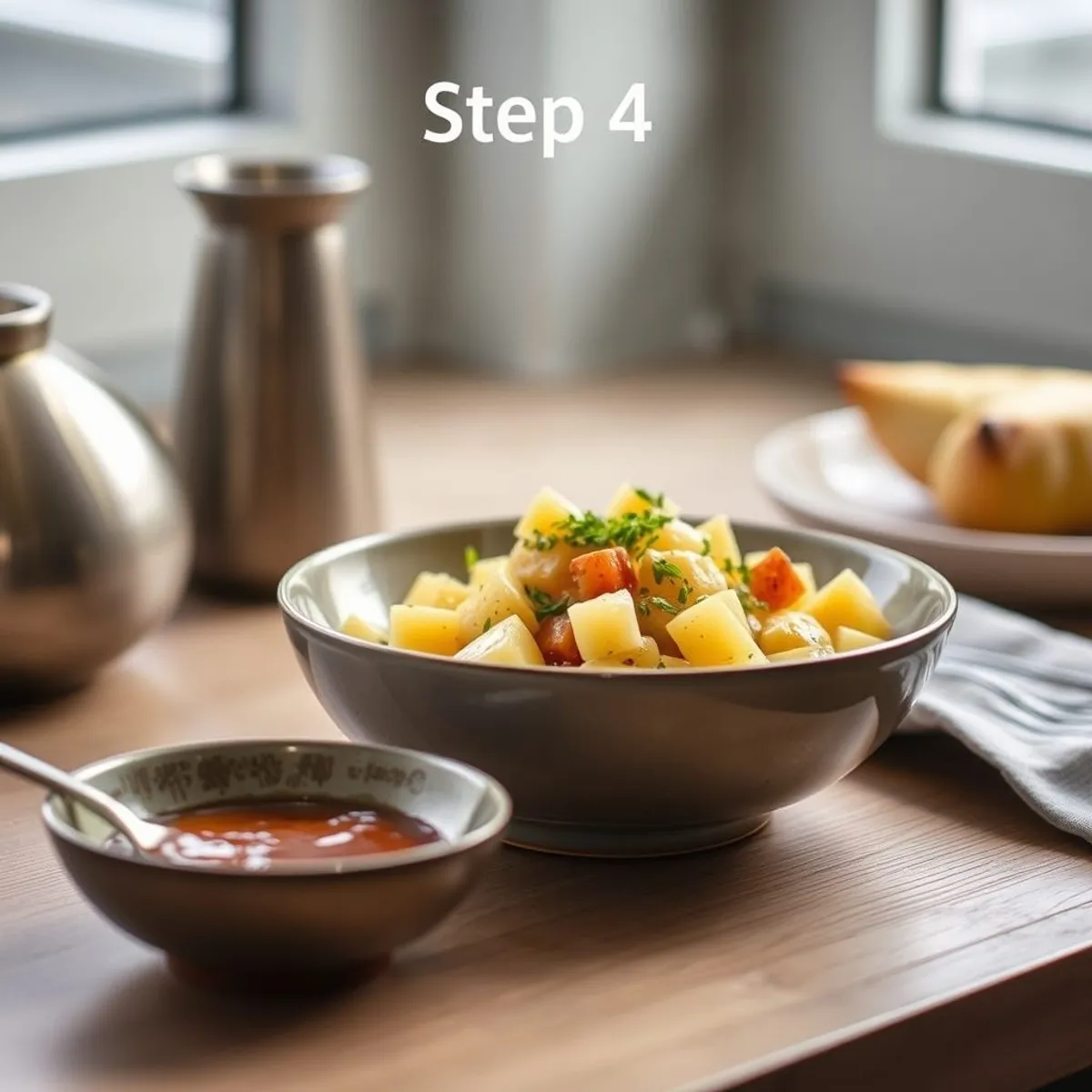 AI-generated photo Kumara salad, step 4. AI-generated photo.