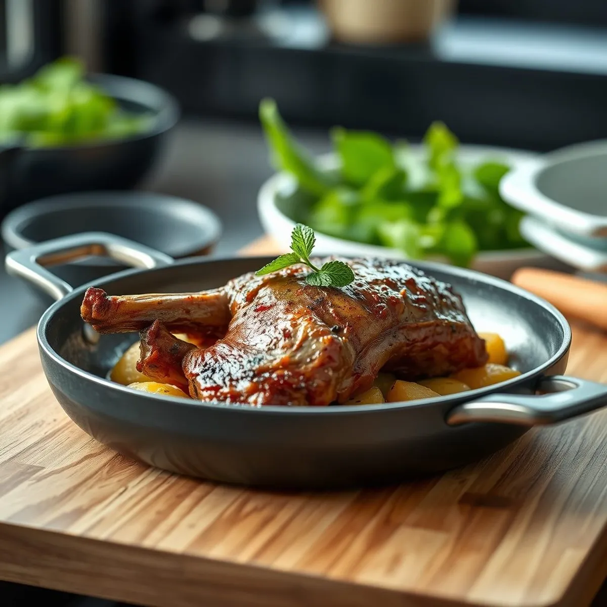 AI-generated photo Roast lamb with mint, step 1. AI-generated photo.